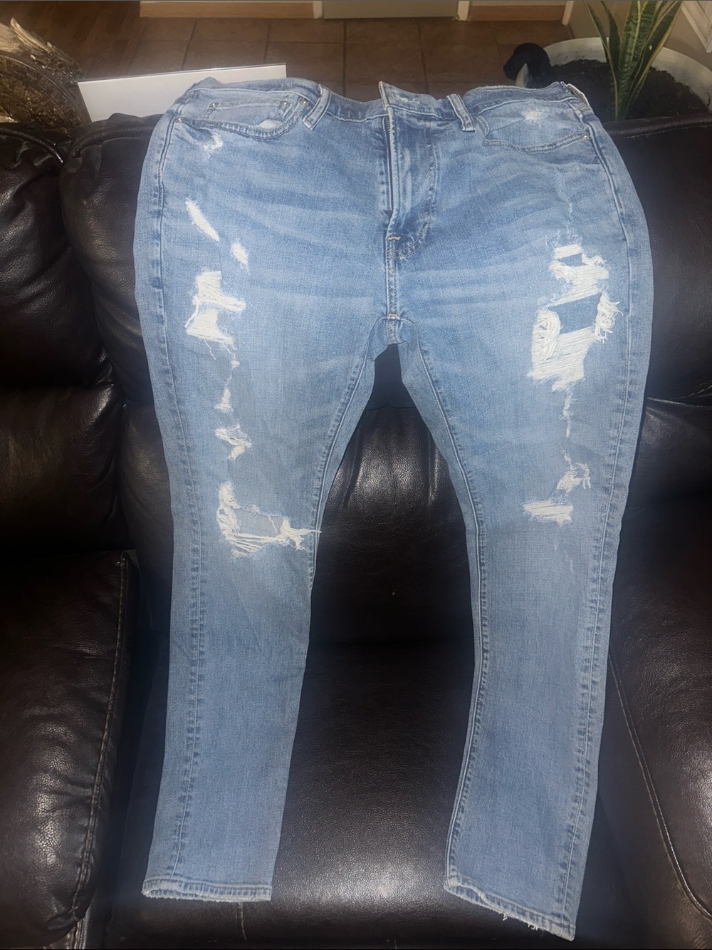Abercrombie & Fitch Light Blue Ripped Skinny Jeans